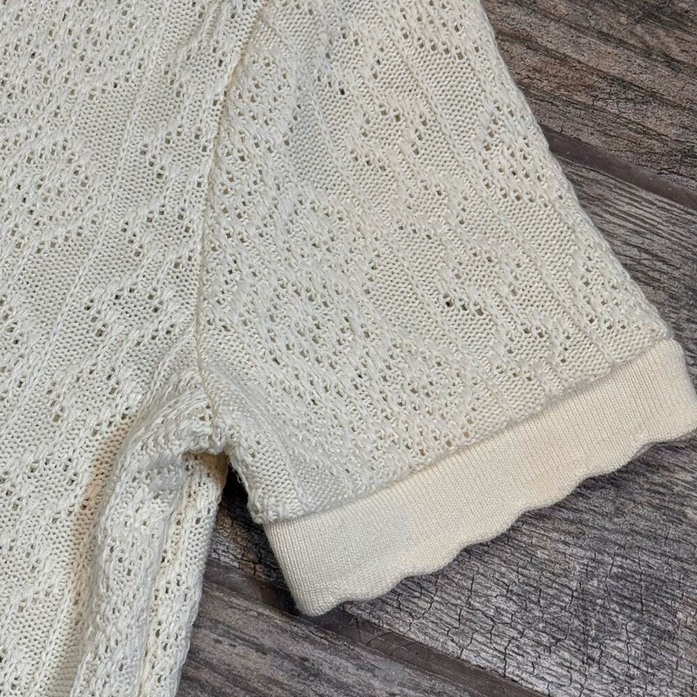 Zara Knit Ivory Scalloped Neck Top Size M - Picture 2 of 6